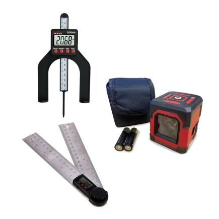 Lumberjack Measuring Kit Digital Depth Gauge Ruler & Laser Cross Level